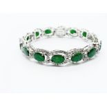 Platinum jade and diamond bracelet