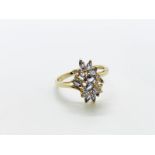 9ct gold tanzanite and diamond ring