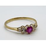 9ct gold ruby and diamond ring