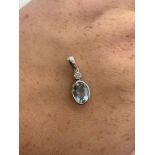 18ct white gold aquamarine and diamond pendant