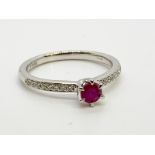 Platinum ruby and diamond ring