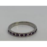 18ct white gold amethyst and diamond eternity ring