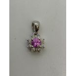 18ct gold pink sapphire and diamond pendant