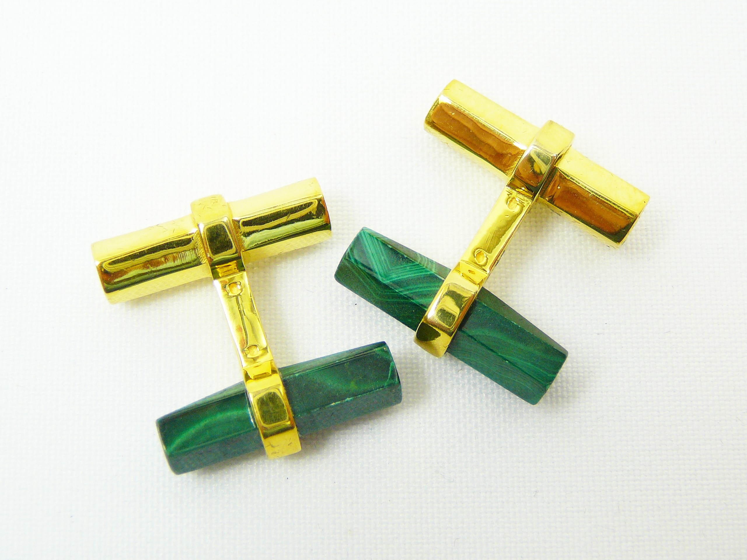 Malachite and gilt silver cufflinks - Image 3 of 6