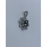 18ct white gold sapphire and diamond pendant