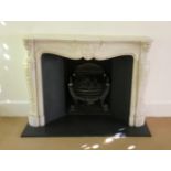 Fine white marble fireplace.