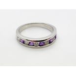 18ct white gold amethyst and diamond eternity ring