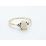 9ct gold opal and diamond ring