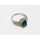 18ct white gold emerald and diamond ring