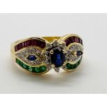 18ct gold,emerald and ruby ring