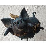 Pigs will fly sculpture, by L Karpinska