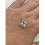 18ct white gold aquamarine and diamond pendant