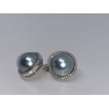 9ct white gold pearl and diamond earrings