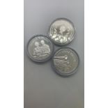3 assorted sterling £5 coins