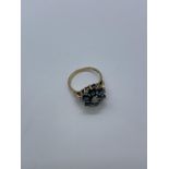 9ct gold sapphire and diamond cluster ring