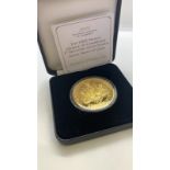 Boxed sterling silver gilt £5 coin