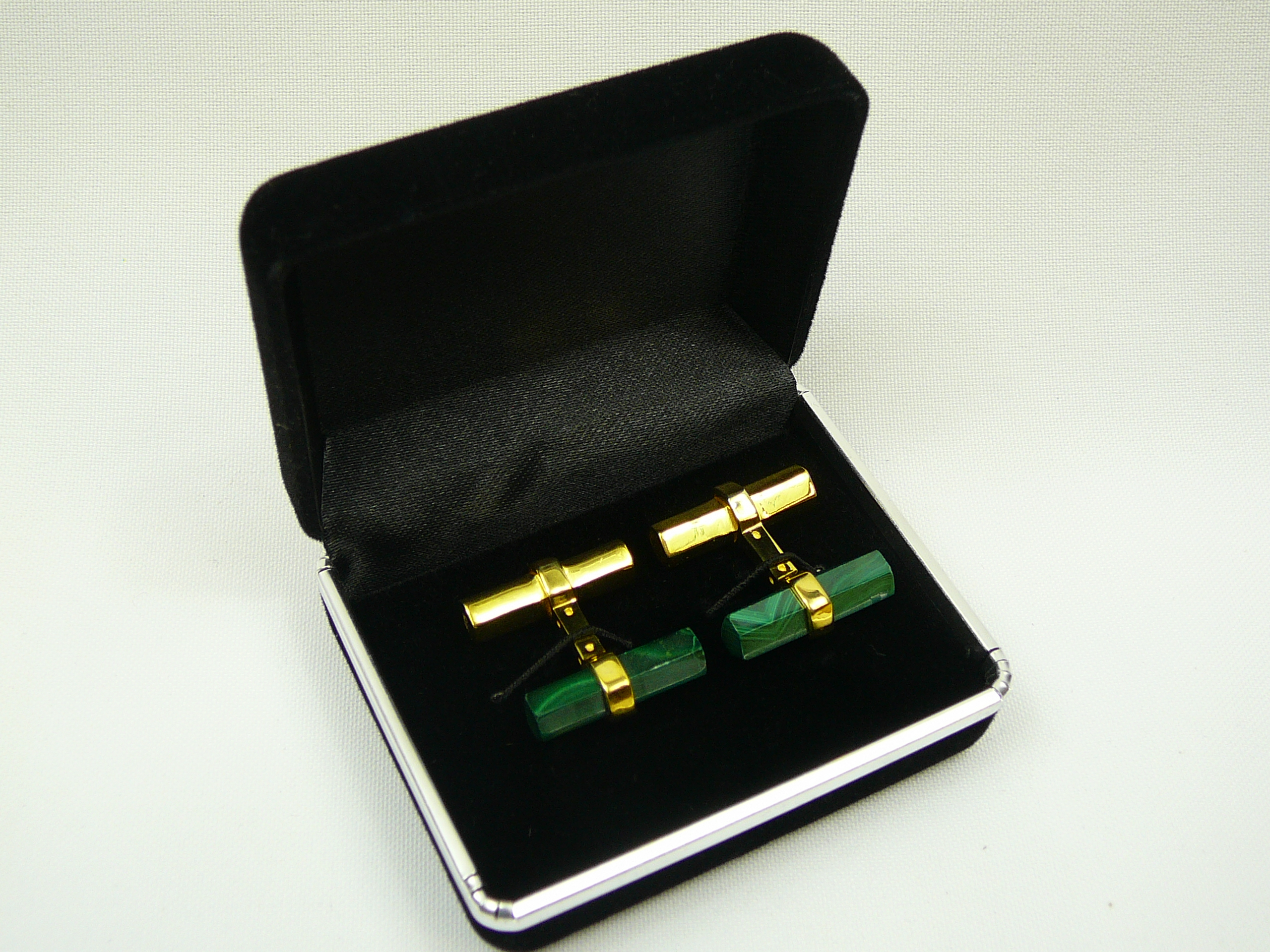 Malachite and gilt silver cufflinks - Image 6 of 6