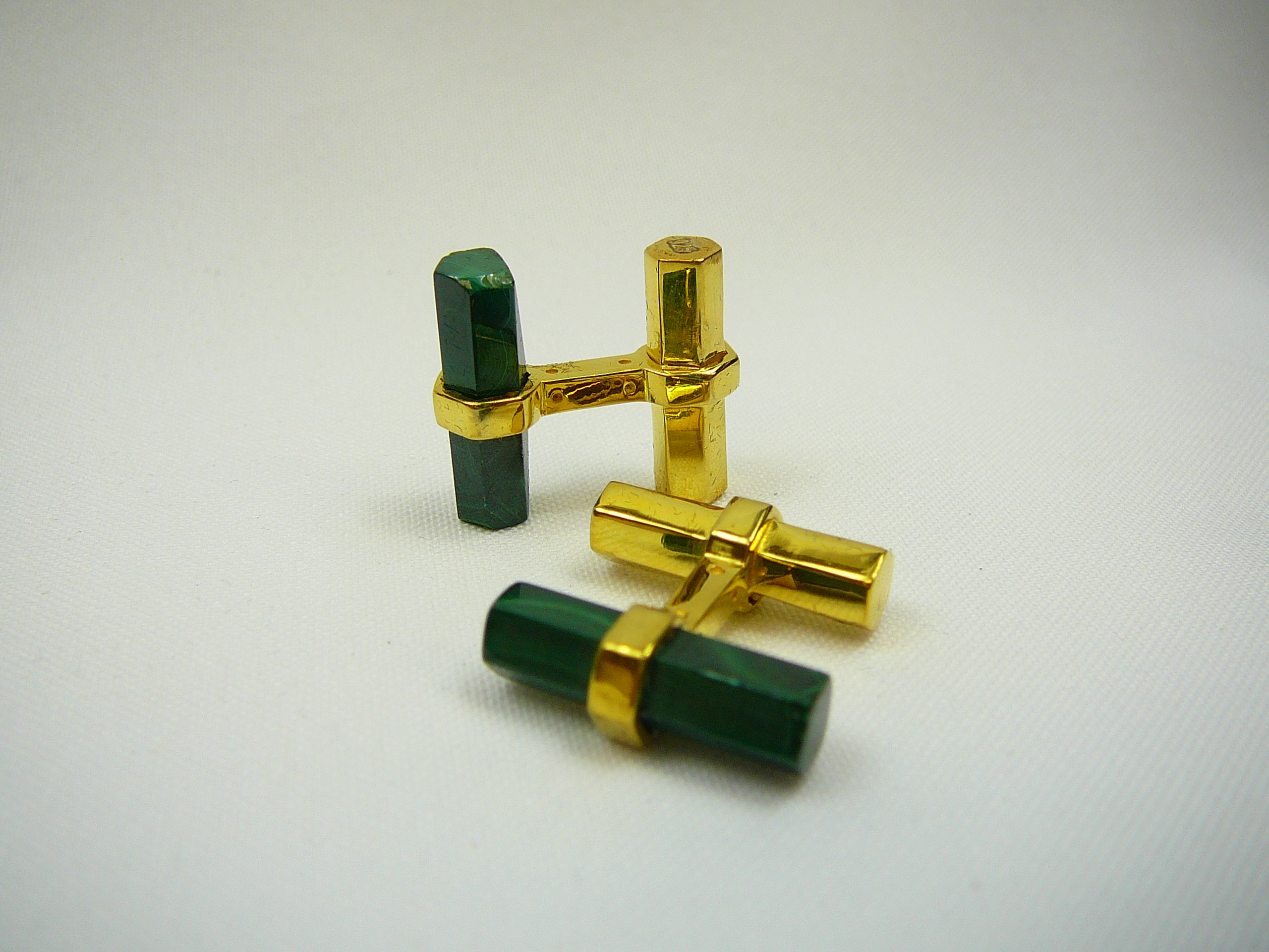 Malachite and gilt silver cufflinks - Image 5 of 6