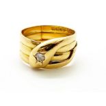 18ct gold and diamond serpent ring