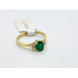 18ct gold emerald and diamond ring