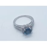 14ct white gold aquamarine and diamond ring