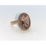 18ct rose gold morganite and diamond ring