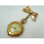 Ladies Antique Gold Brooch Fob Watch