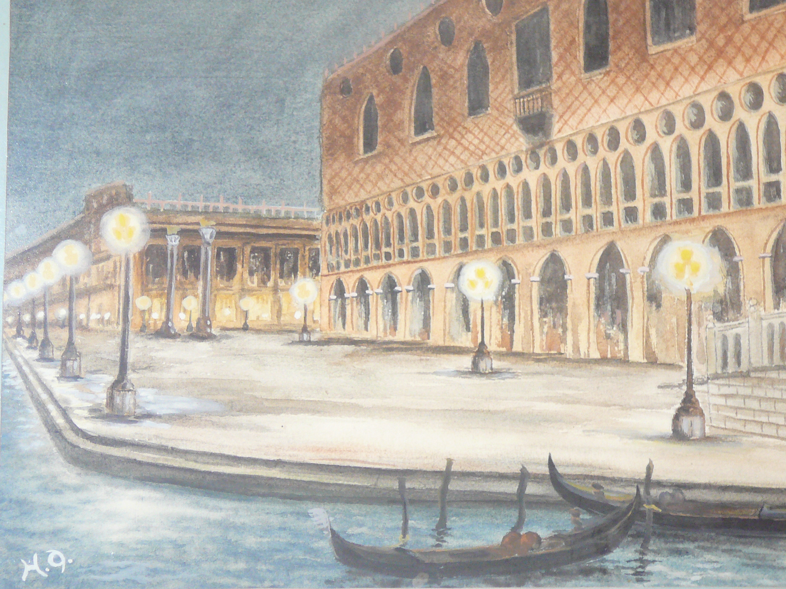 Large framed watercolour of The Doges Palace, Venice - Image 2 of 3