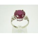 Platinum ruby and diamond ring