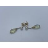 9ct gold quartz and pearl earrings