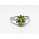 18ct white gold peridot and diamond ring