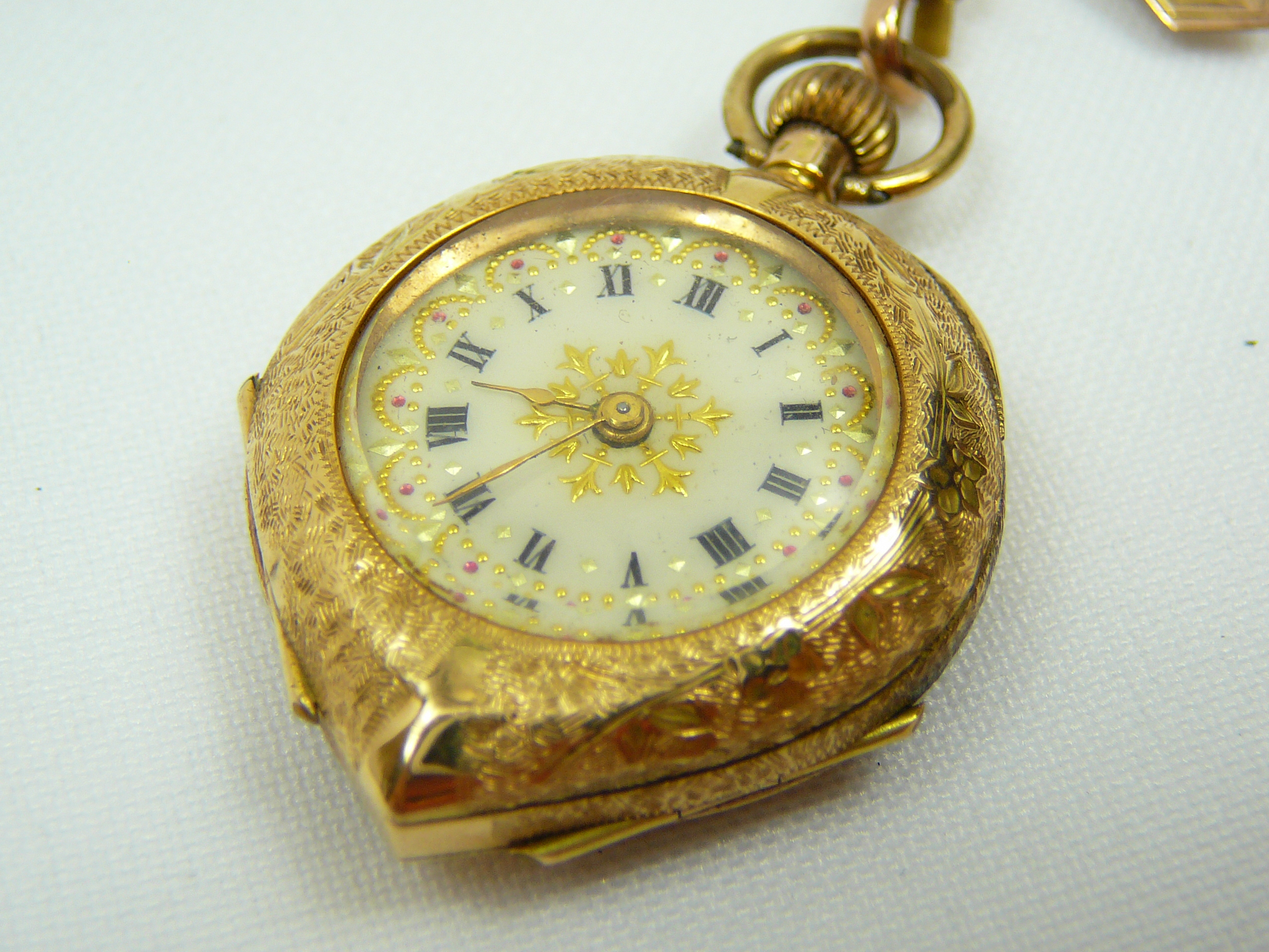 Ladies Antique Gold Brooch Fob Watch - Image 3 of 8