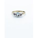 9ct gold sky blue topaz and diamond ring