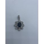 18ct white gold sapphire and diamond pendant