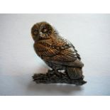 Pewter A R Brown Owl brooch