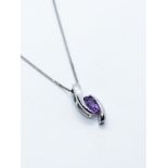 9ct white gold amethyst pendant and chain