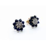 9ct gold sapphire and diamond earrings