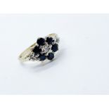 9ct gold sapphire and diamond ring