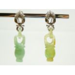 18ct white gold jade and diamond earrings