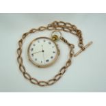 Gents Rose Gold Pocket Watch and Chain