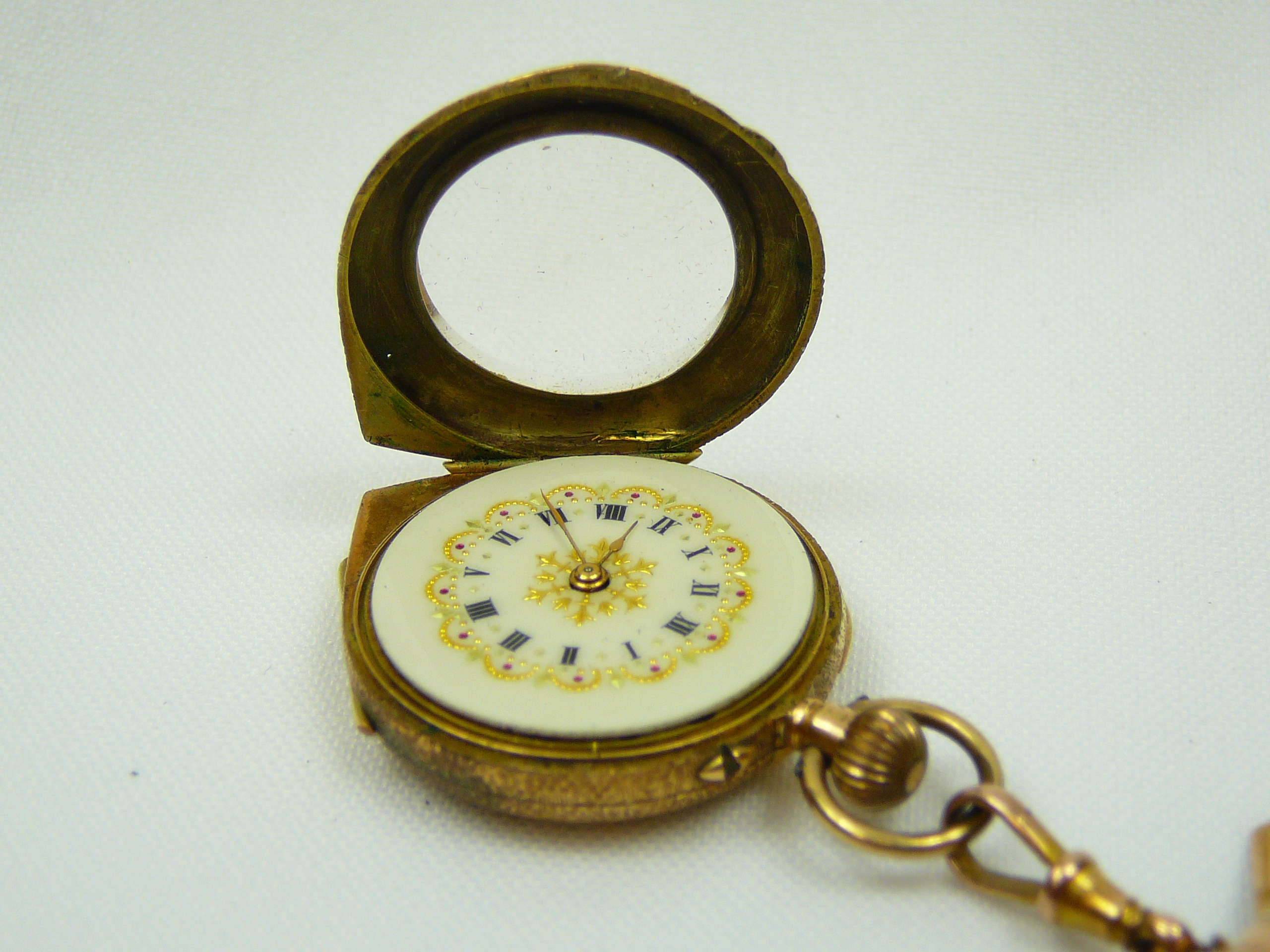 Ladies Antique Gold Brooch Fob Watch - Image 6 of 8