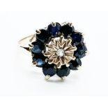 9ct gold sapphire and diamond ring