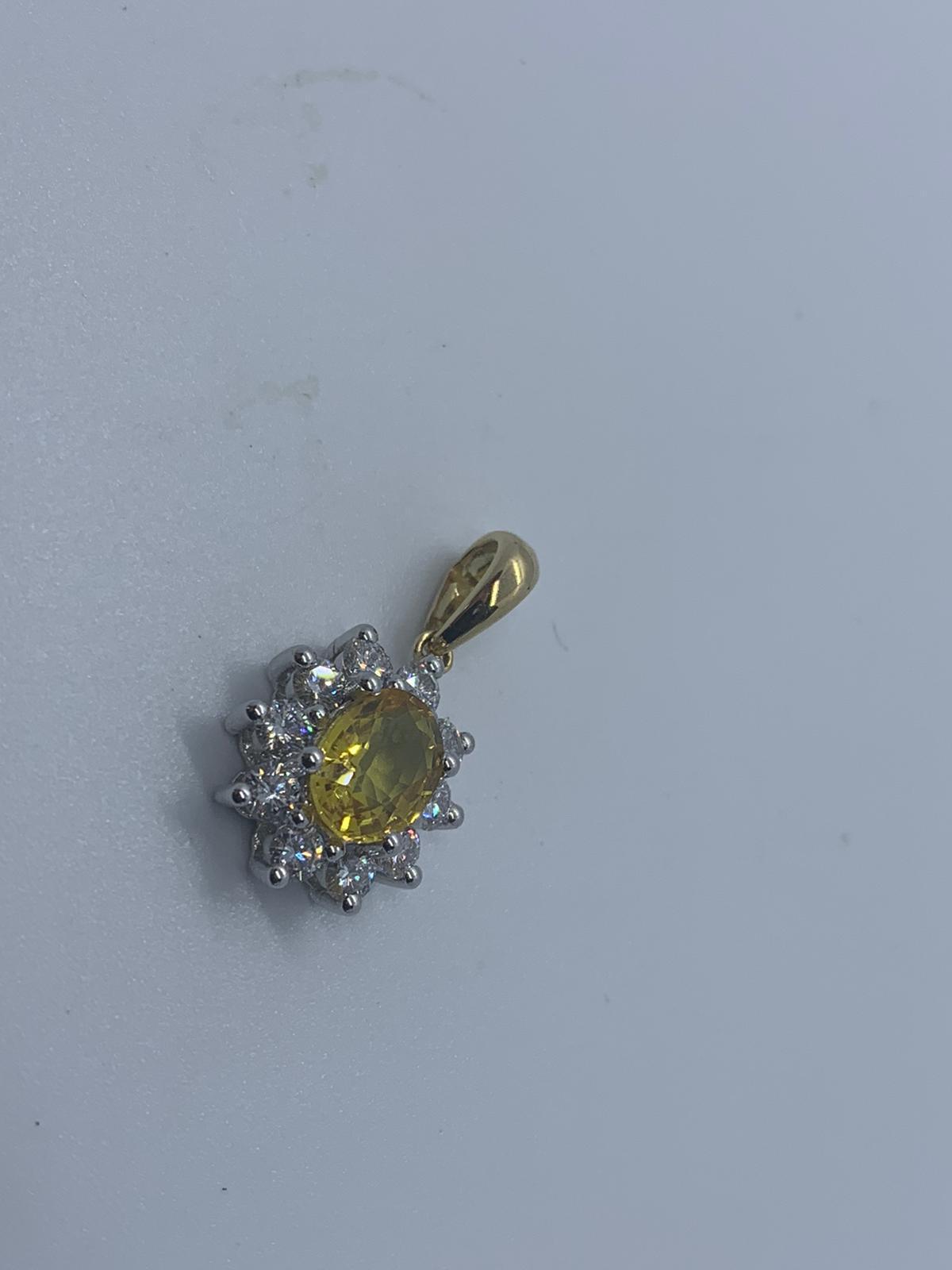 18ct gold sapphire and diamond pendant - Image 2 of 2