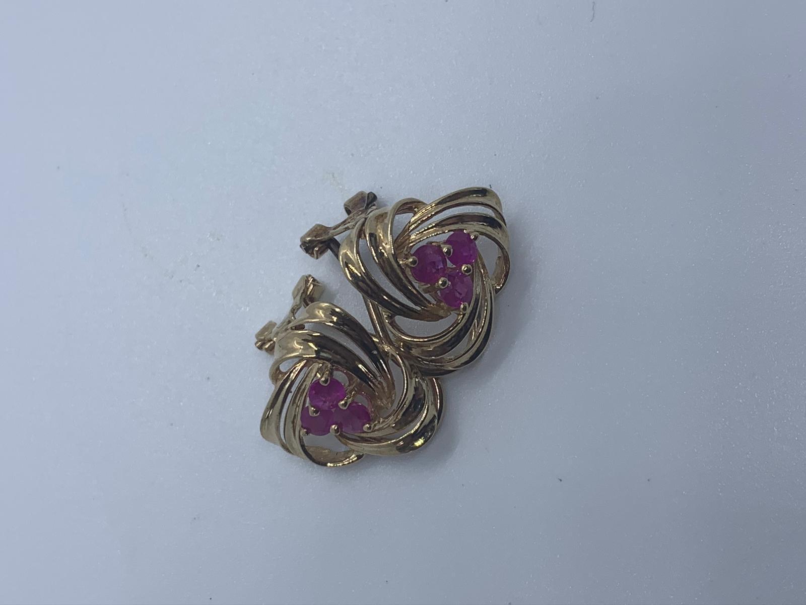 9ct gold ruby earrings - Image 2 of 2