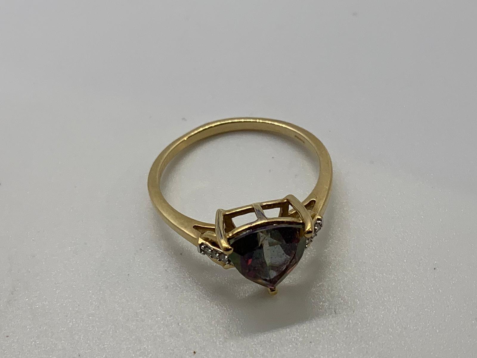 9ct gold mystic topaz and diamond ring - Image 2 of 2