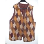 Vintage harlequin suede waistcoat