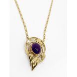 9ct gold amethyst and pearl pendant