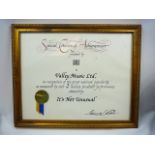 Framed music award