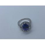 18ct white gold tanzanite and diamond ring