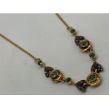14ct gold emerald and diamond necklace